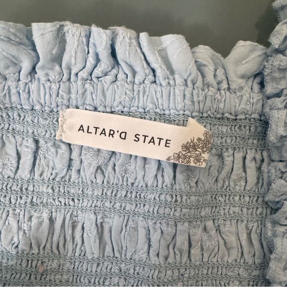 Altar'd State Sky Blue Ruffled Top - Picture 2 of 3